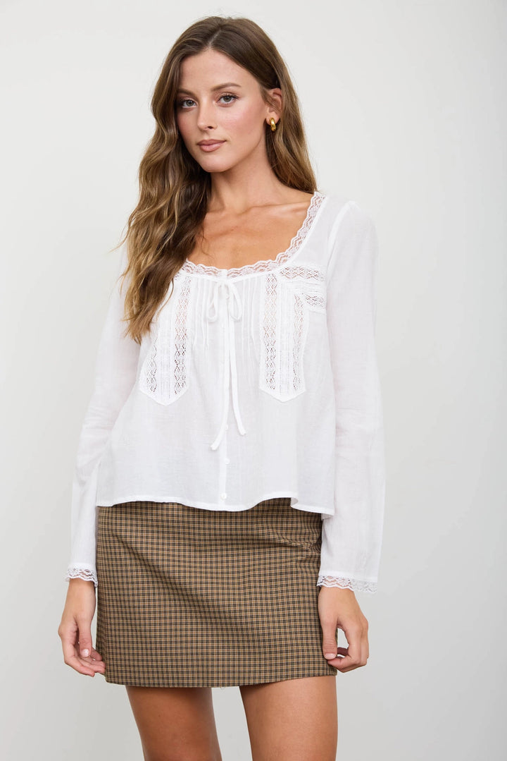 Lace Trim Long Sleeve Top