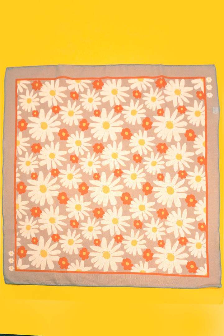 Orange Accent Daisy Scarf