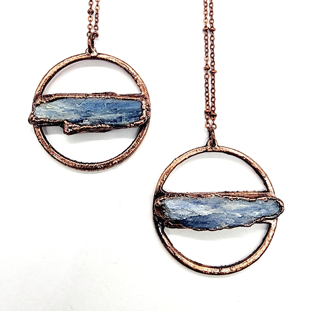 Blue Kyanite Halo Necklace