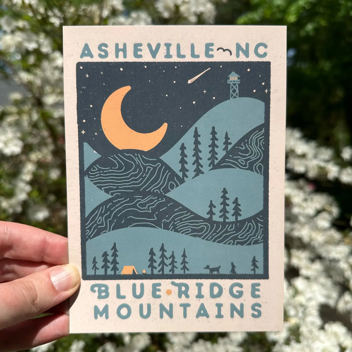 Blue Ridge Mountains 'Night' Large Postcard