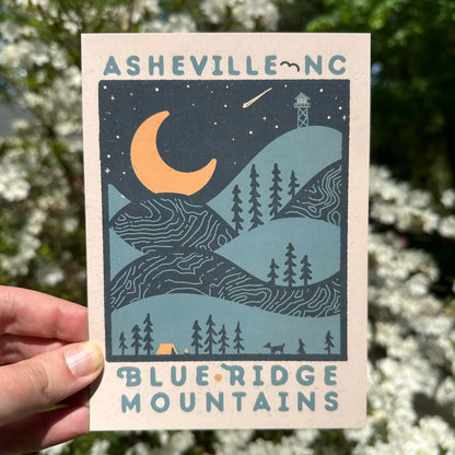 Blue Ridge Mountains 'Night' Large Postcard
