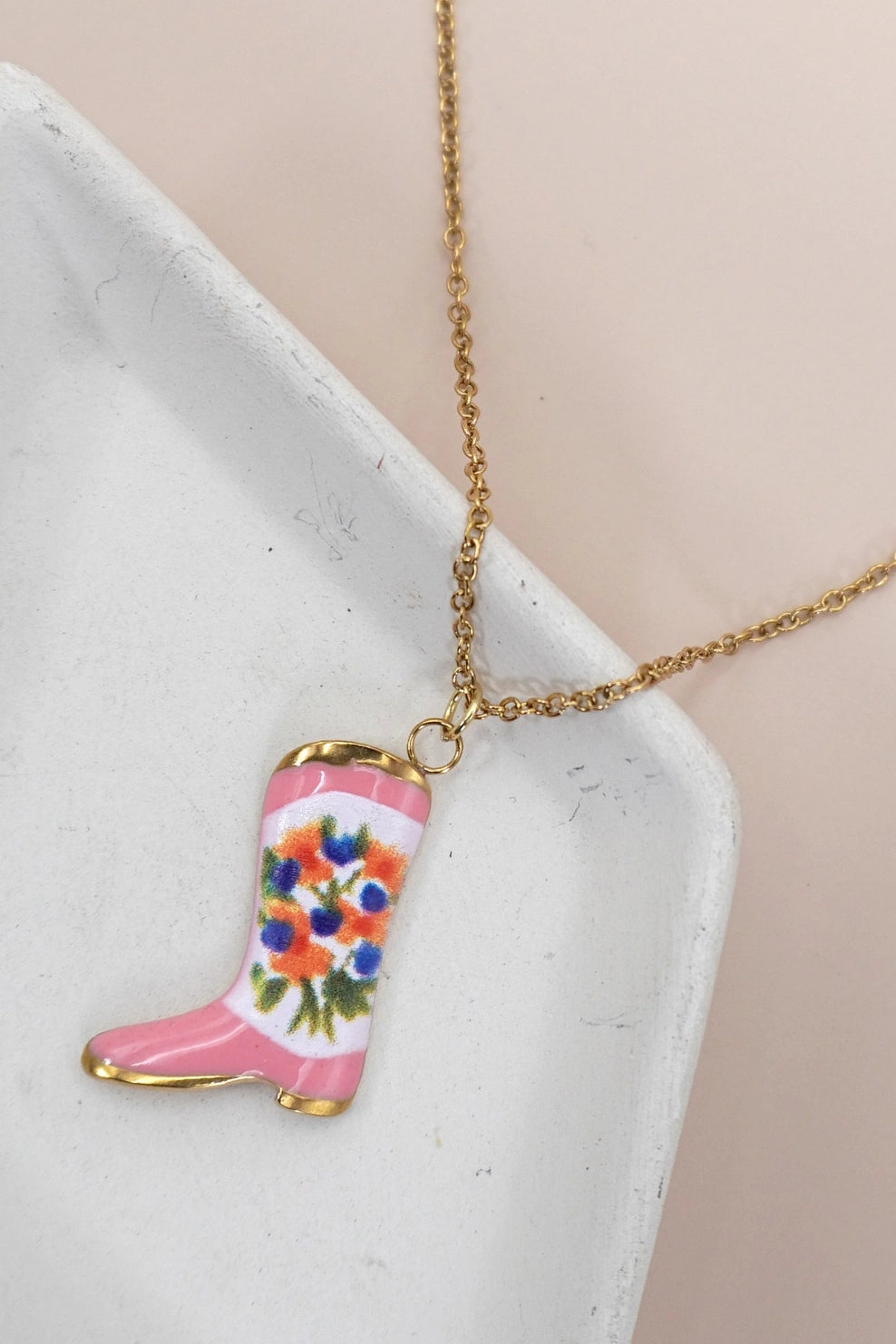 Vintage Painted Ceramic Necklace
