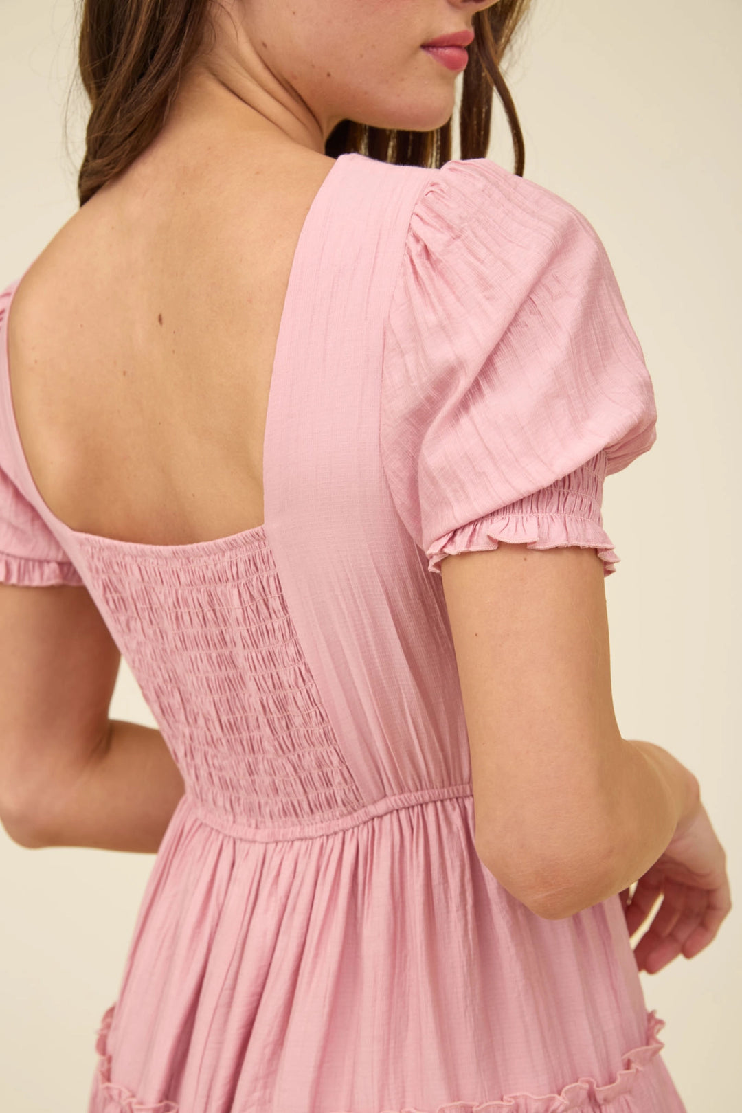 Square Neck Tiered Mini Dress