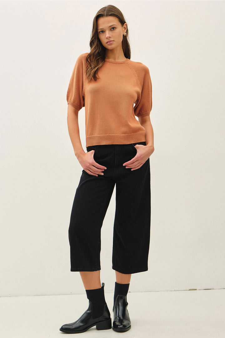 Raglan Short Sleeve Knit Top