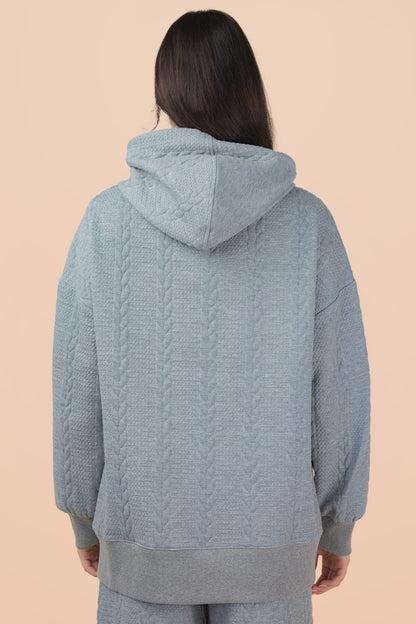 Cable Knit Textured Hoodie
