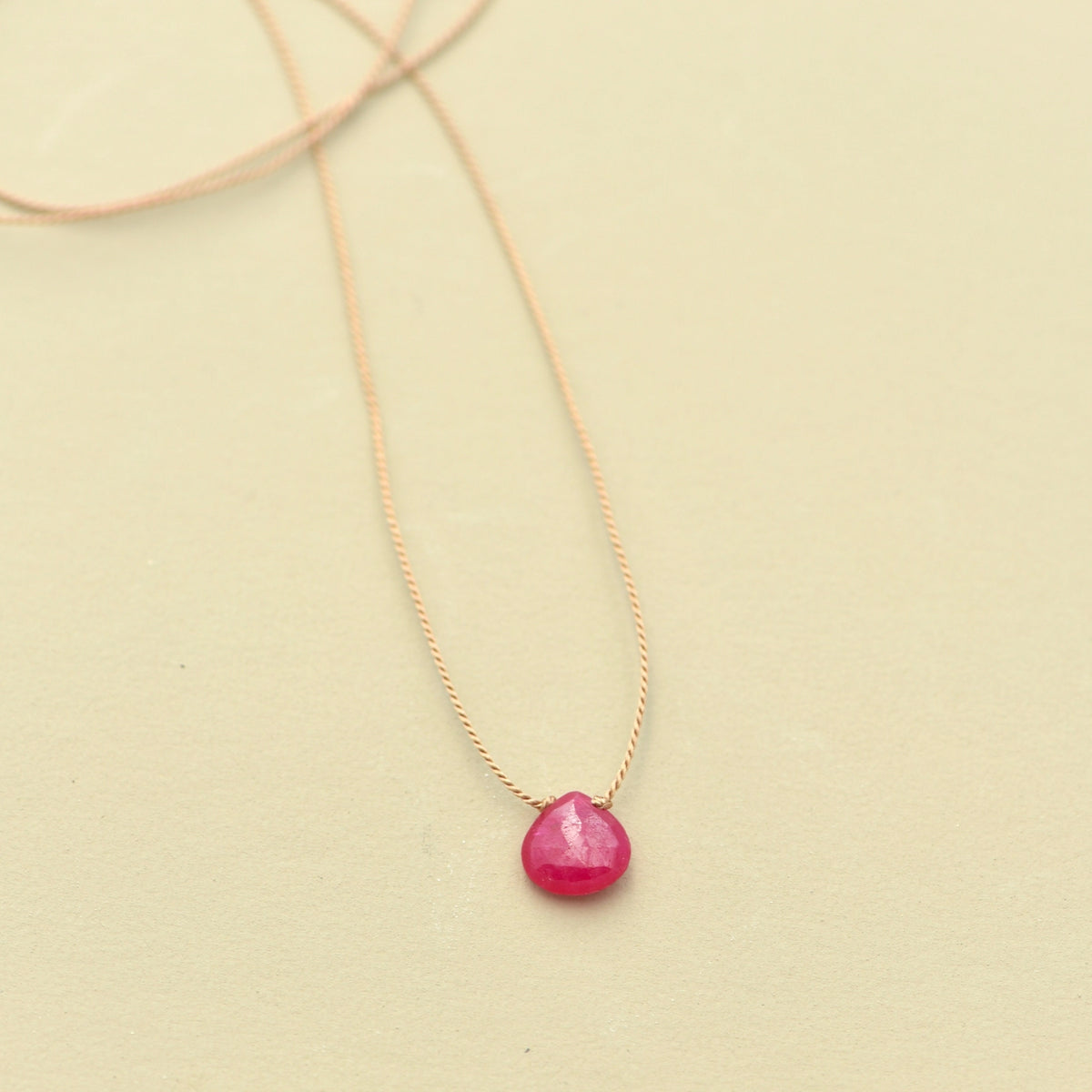 Teardrop Gemstone Necklace On Silk Cord
