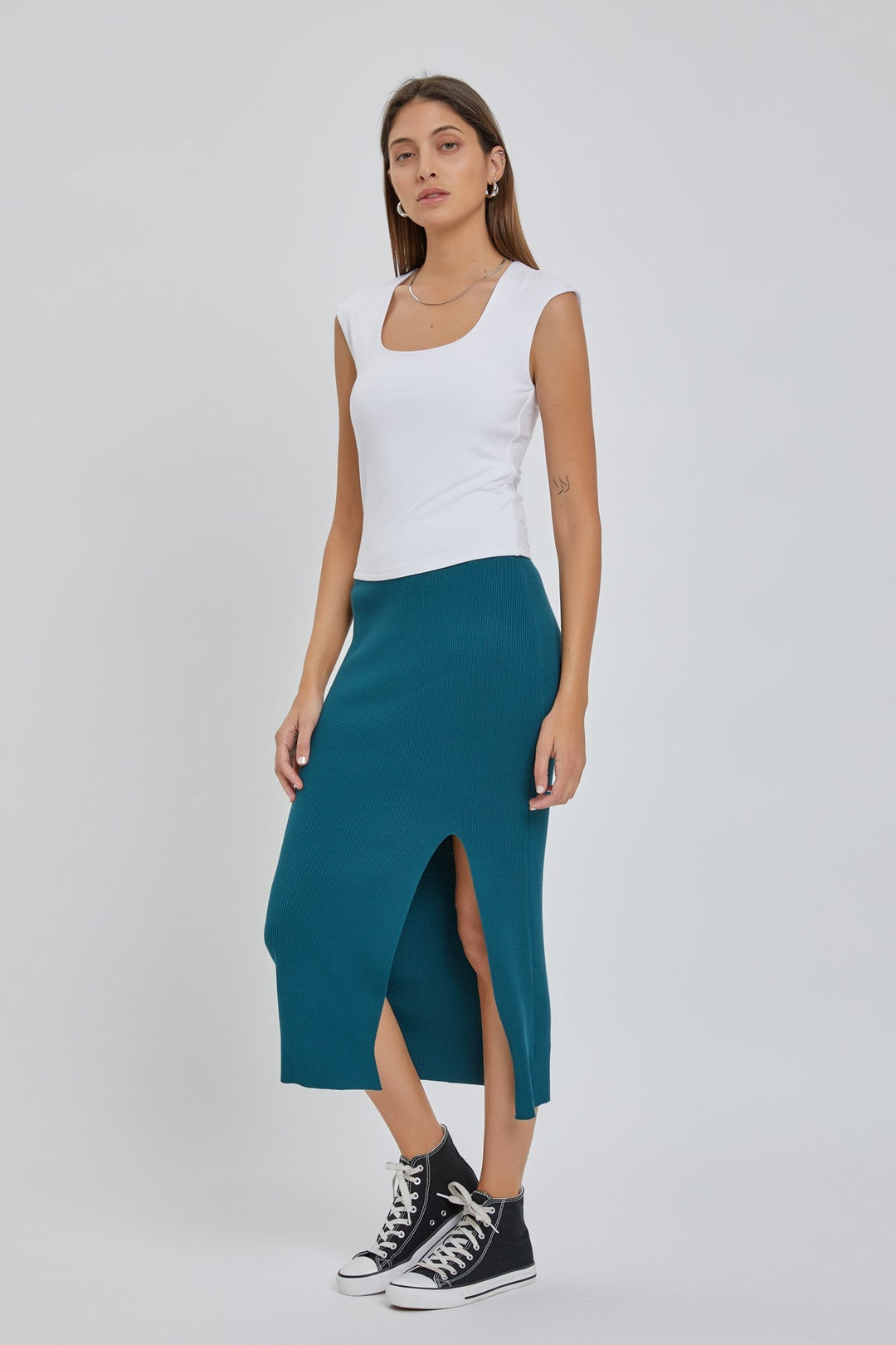 High Slit Midi Skirt