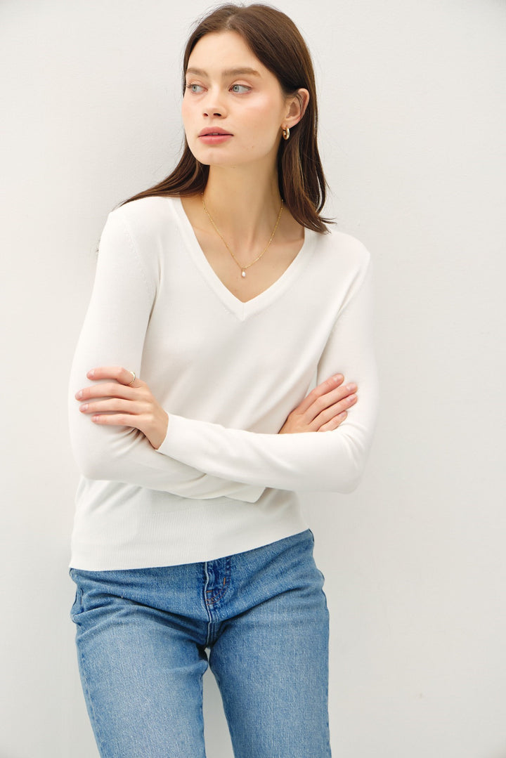 Classic Solid V-Neck Top