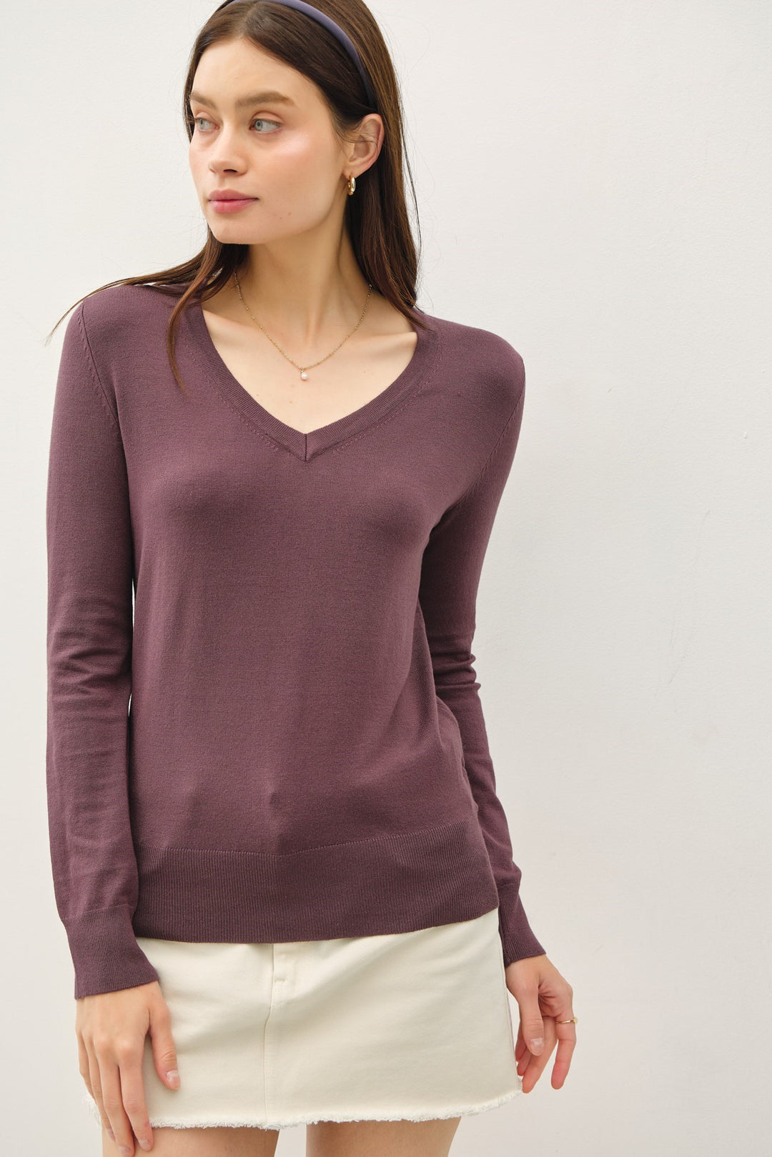 Classic Solid V-Neck Top