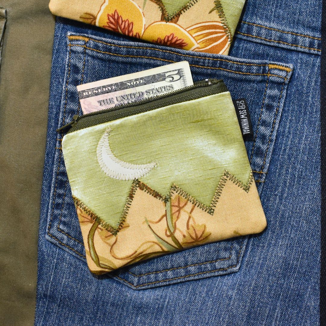 Upcycled Zipper Pouch- Mountain