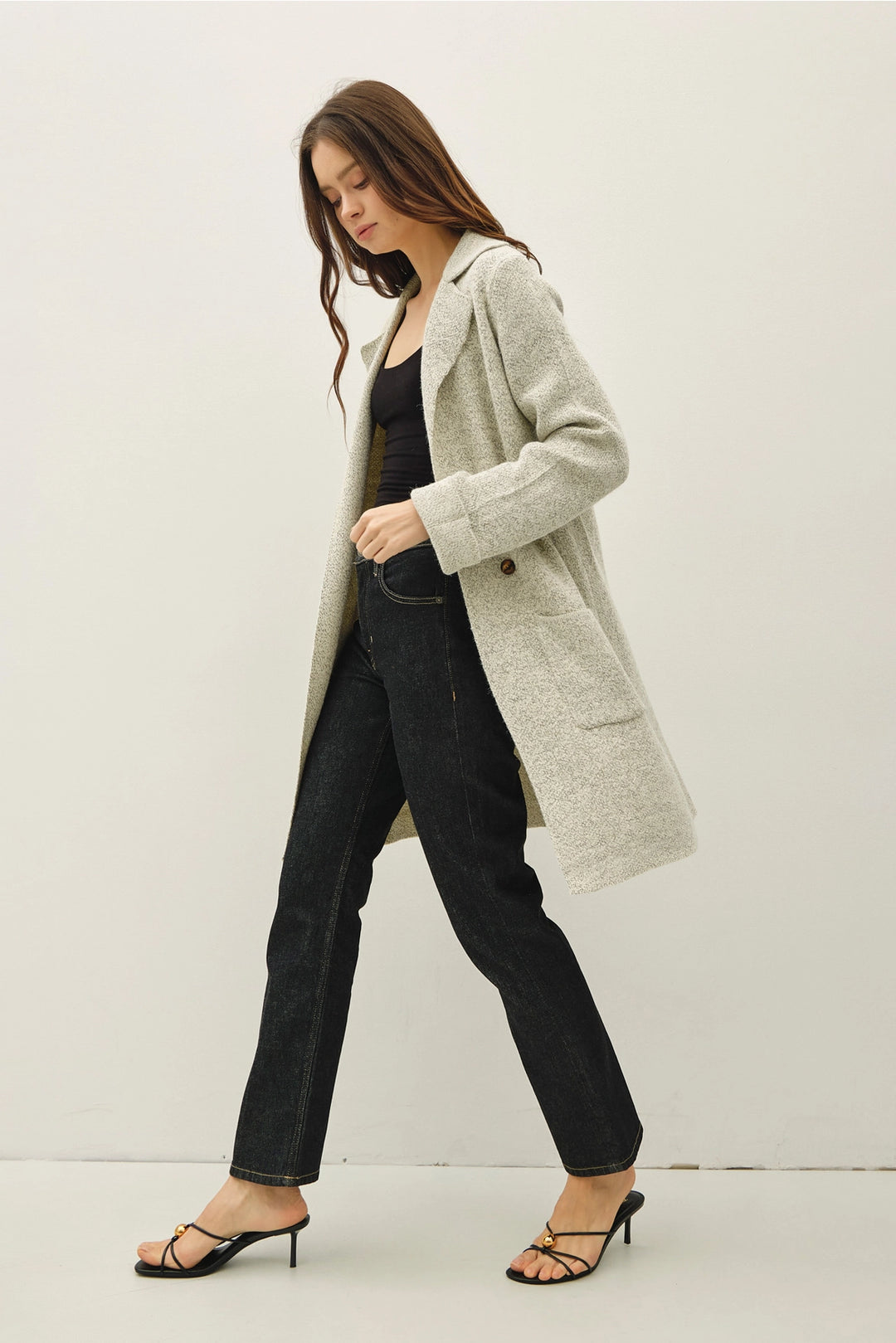 Trench Style Knit Cardigan