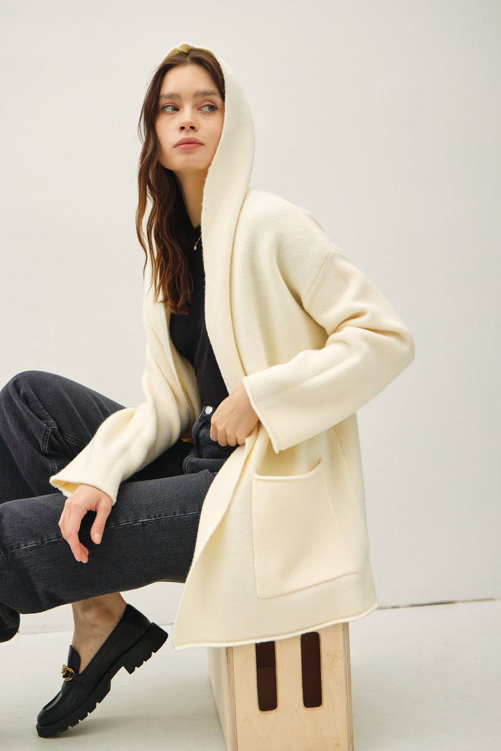 Open Front Hooded Cardigan