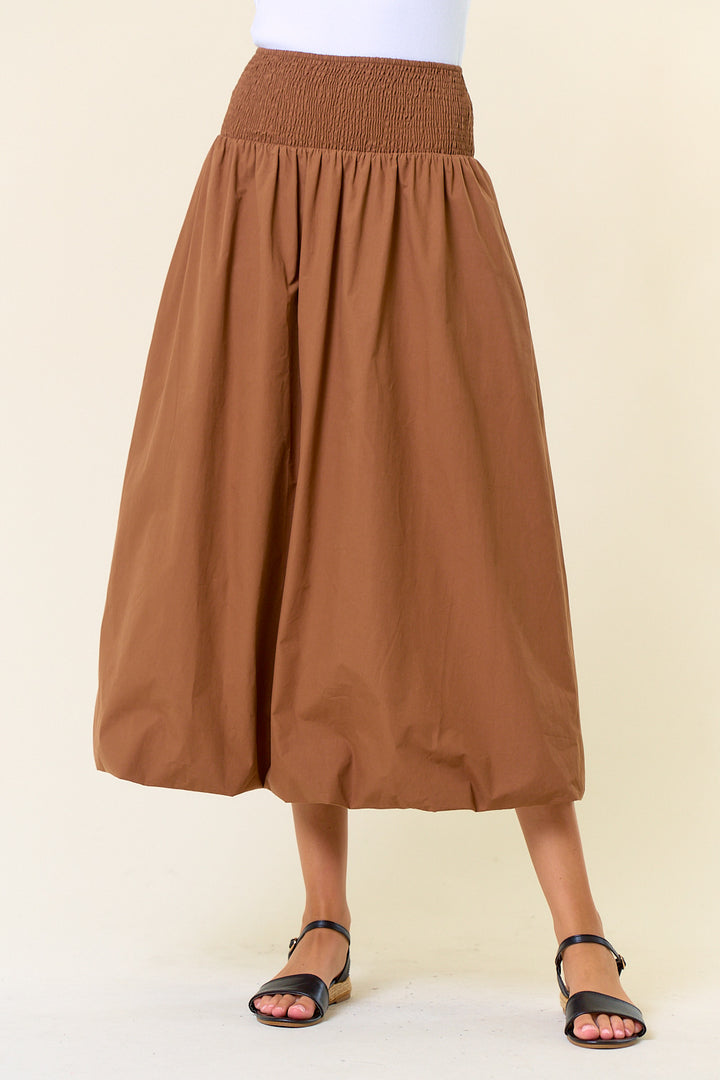 Smocked Wide Waistband Bubble Hem Skirt