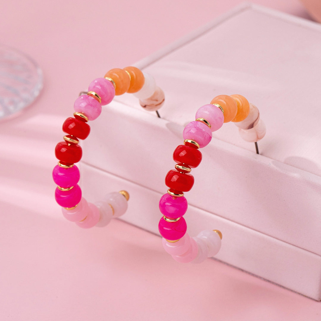 Pink Ombre Bead Half Hoops