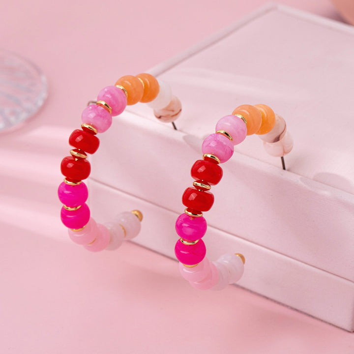 Pink Ombre Bead Half Hoops