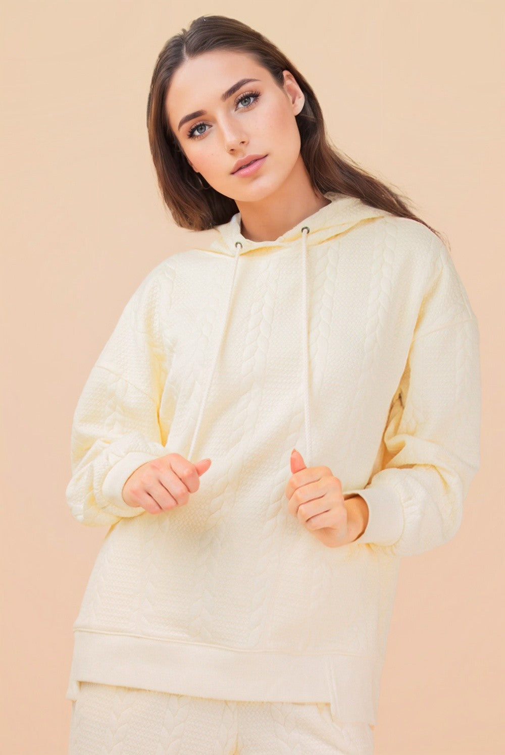 Cable Knit Textured Hoodie
