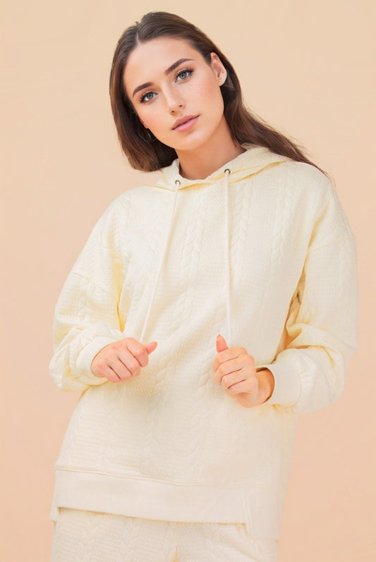 Cable Knit Textured Hoodie