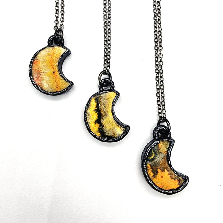 Petite Bumblebee Jasper Moon Necklace