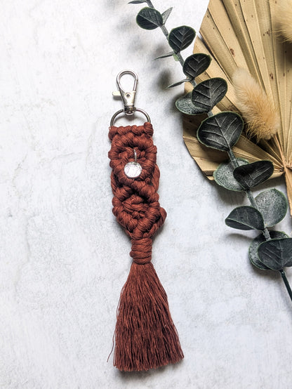 Mountain Charm Circle Macramé Key Chain