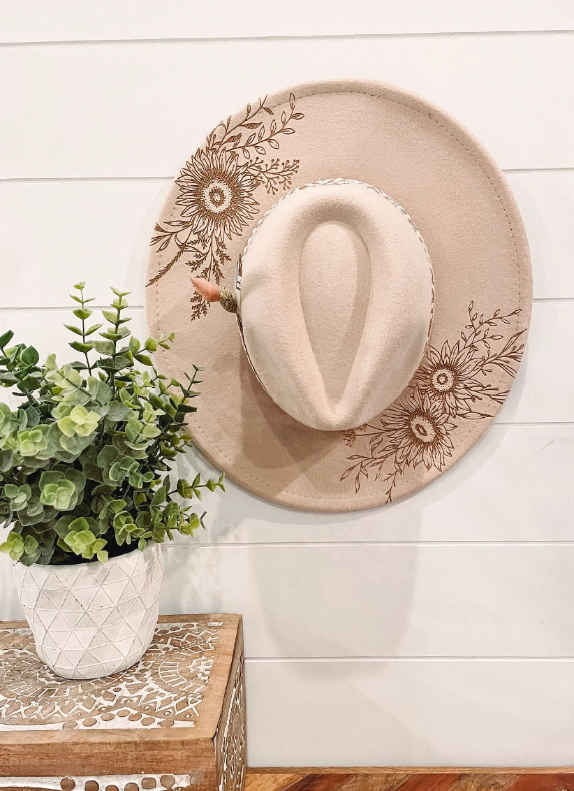 Floral Engraved Boho Hat