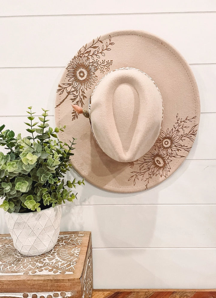 Floral Engraved Boho Hat