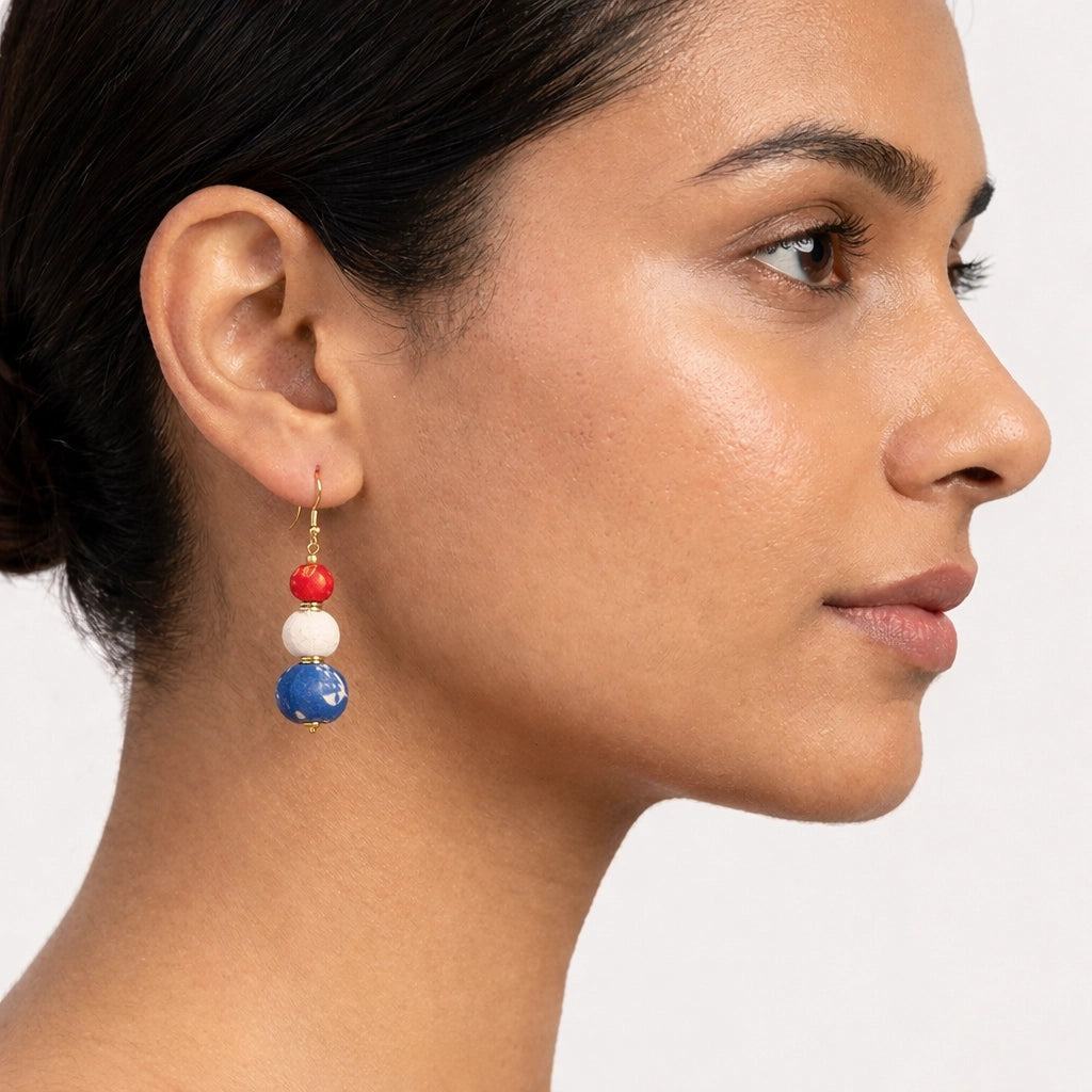 Aasha Red White & Blue Dangle