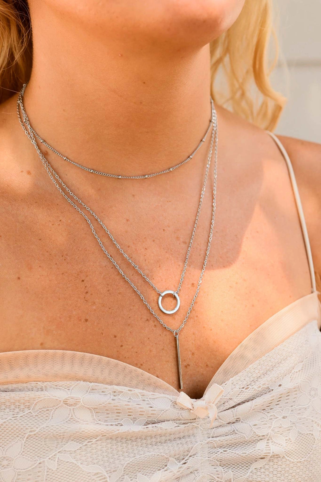 Circle +  Bar Layered Necklace