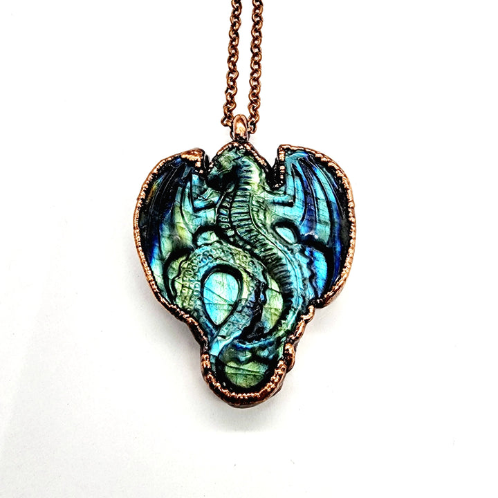 Carved Labradorite Dragon Necklace