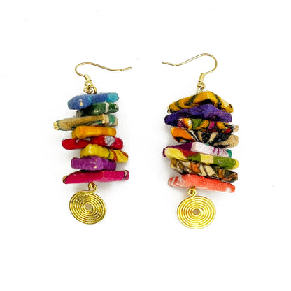 Aasha Stacked Triangle Swirls Earrings