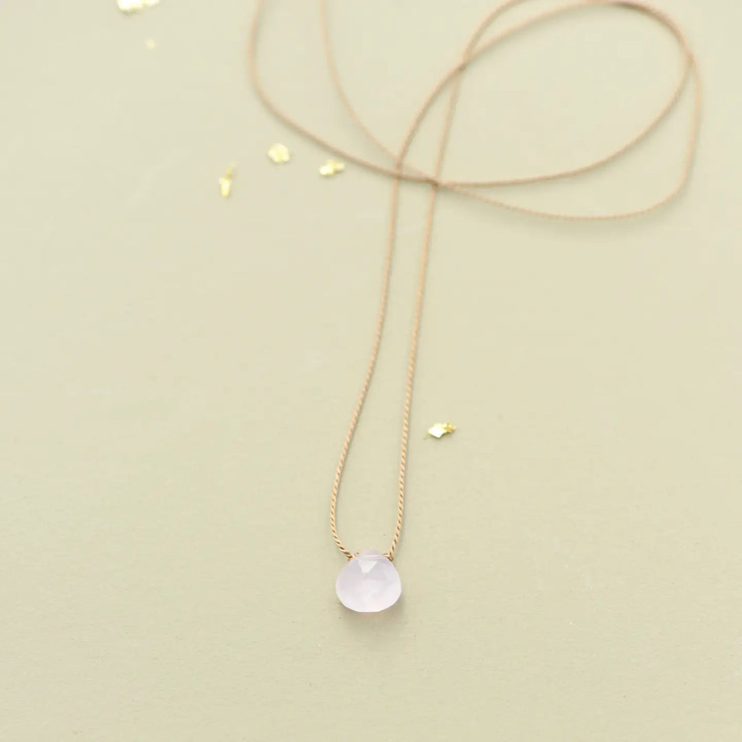 Teardrop Gemstone Necklace On Silk Cord