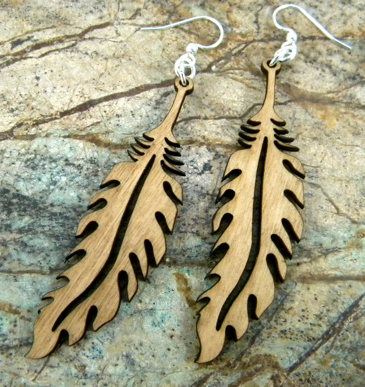 Feather - Lasercut Wooden Earrings