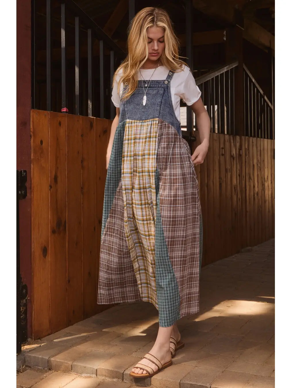 Patchwork Denim Overall Dress