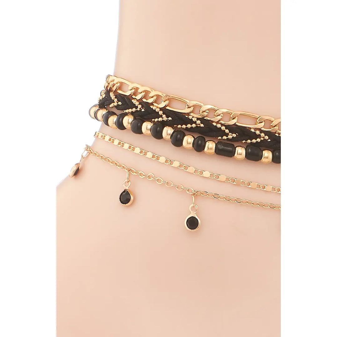Five Layer Bead + Chain Anklet