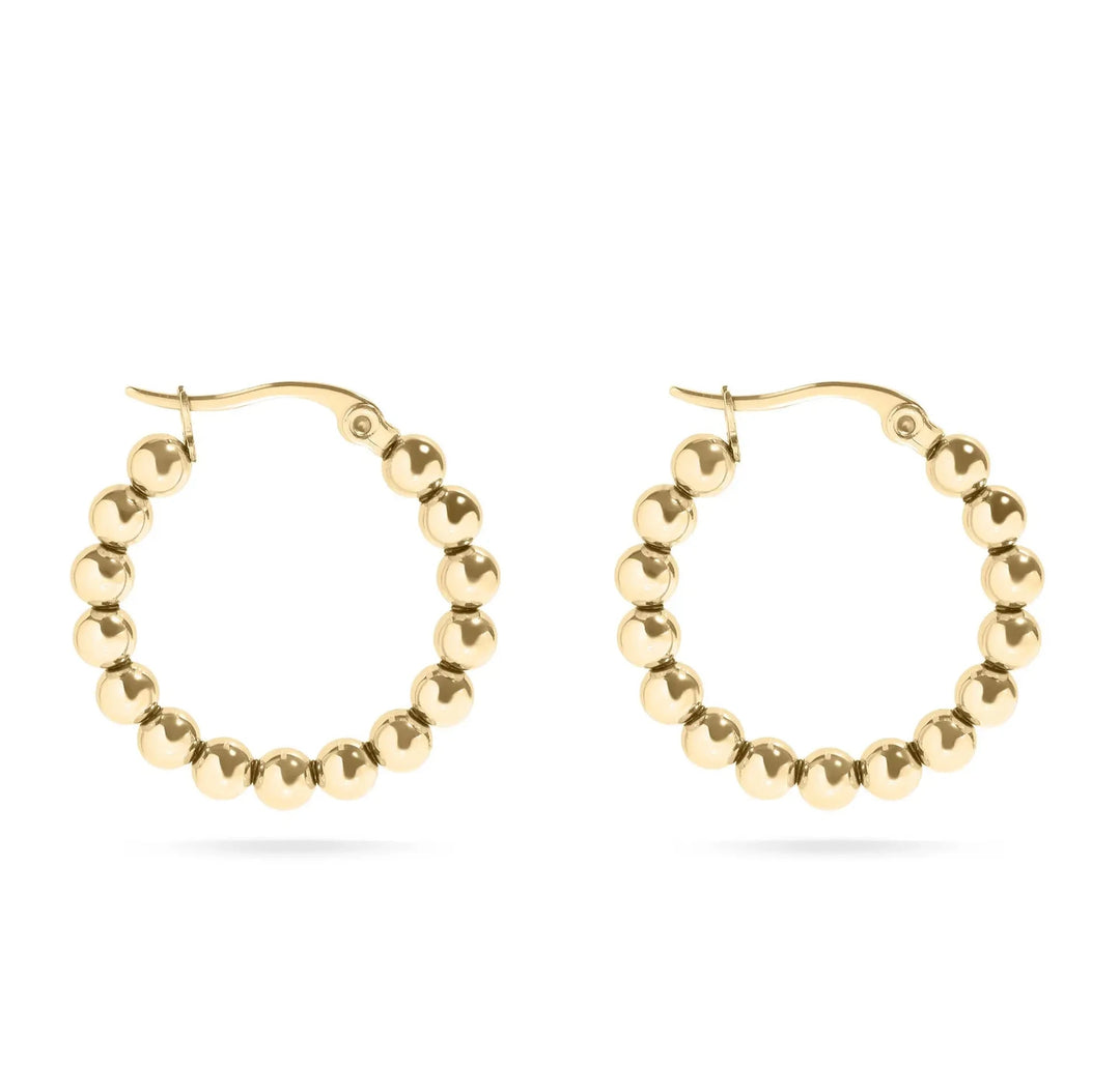 18K Circle Ball Hoop Earrings