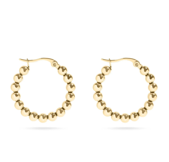 18K Circle Ball Hoop Earrings