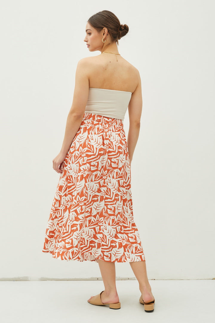 Tropical Print Pin Tuck Skirt