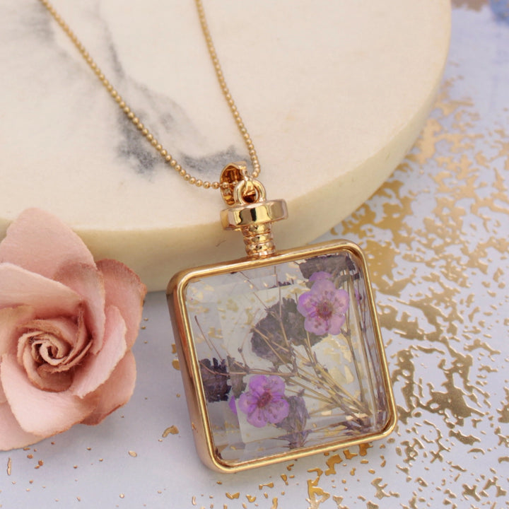 Dried Flowers In Bottle Necklace