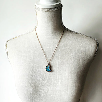 Petite Blue Sea Sediment Moon Necklace