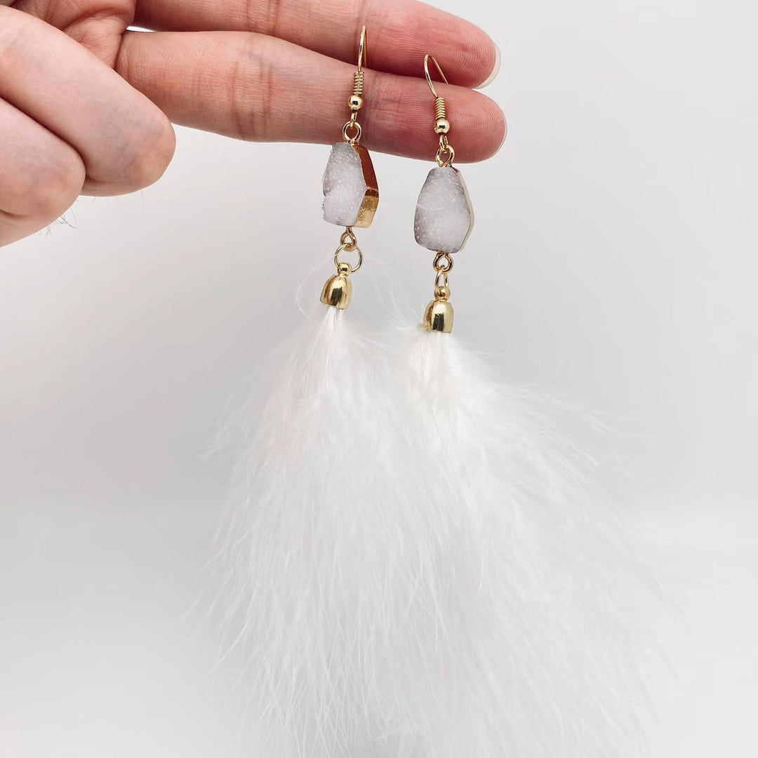 Feather + Stone Dangles