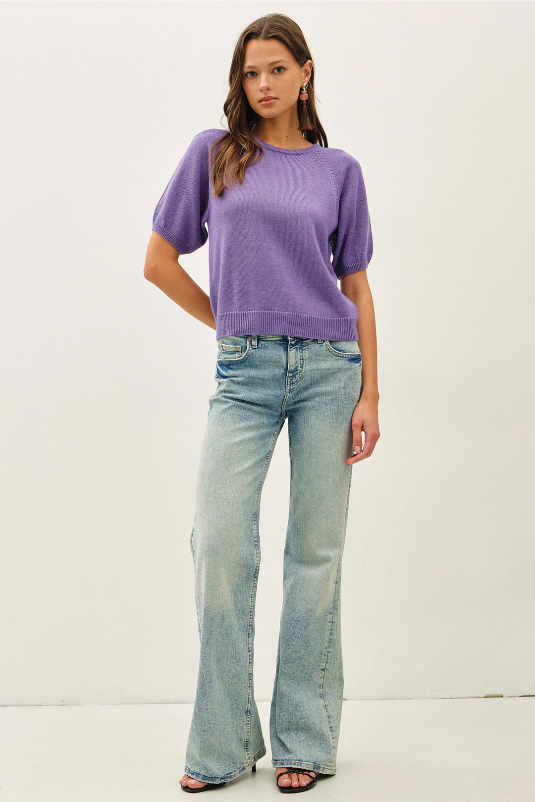 Raglan Short Sleeve Knit Top