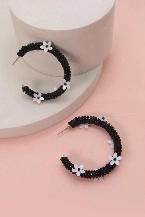 Seedbead Flower Hoops