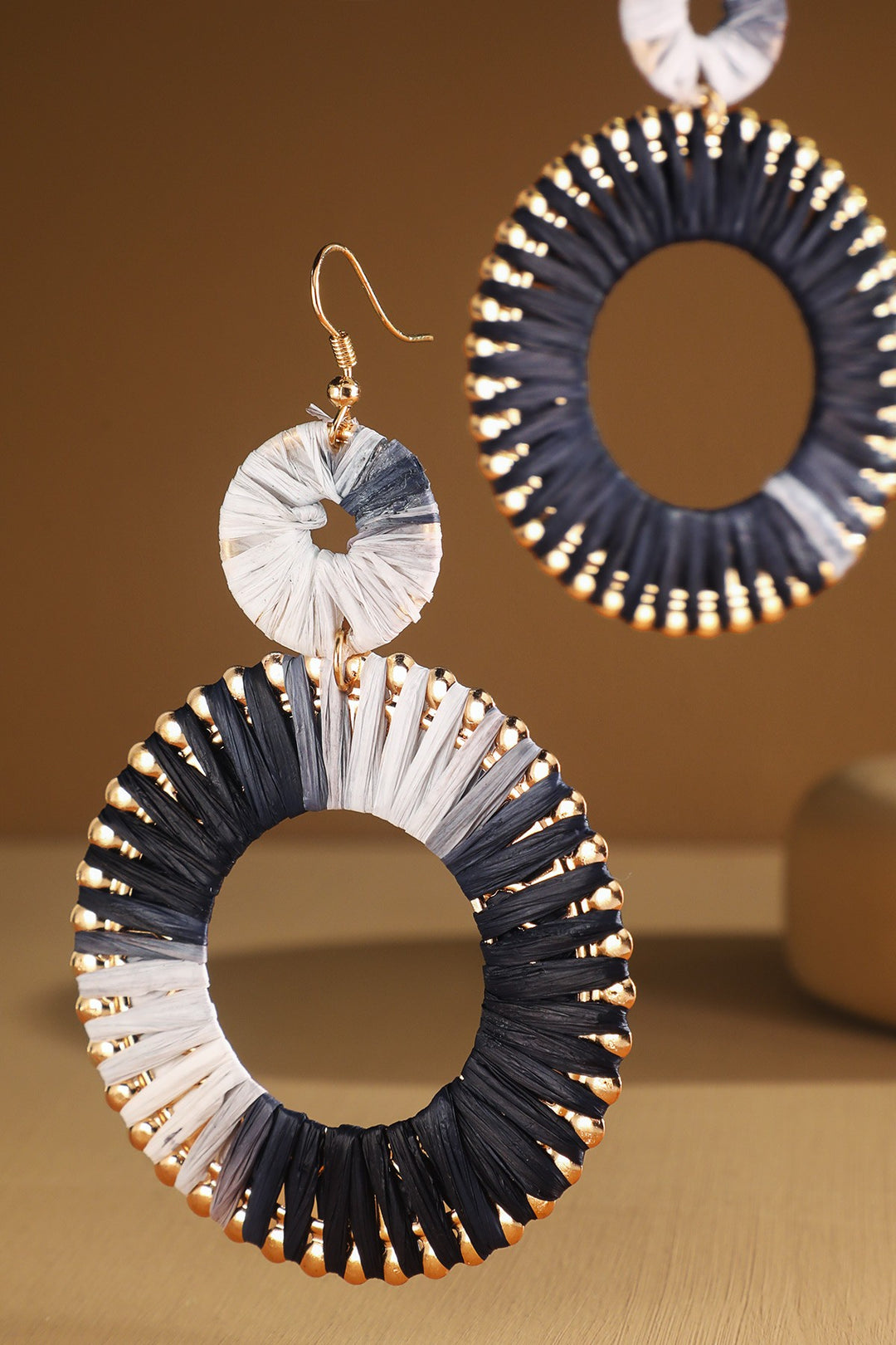 Double Round Raffia Dangles