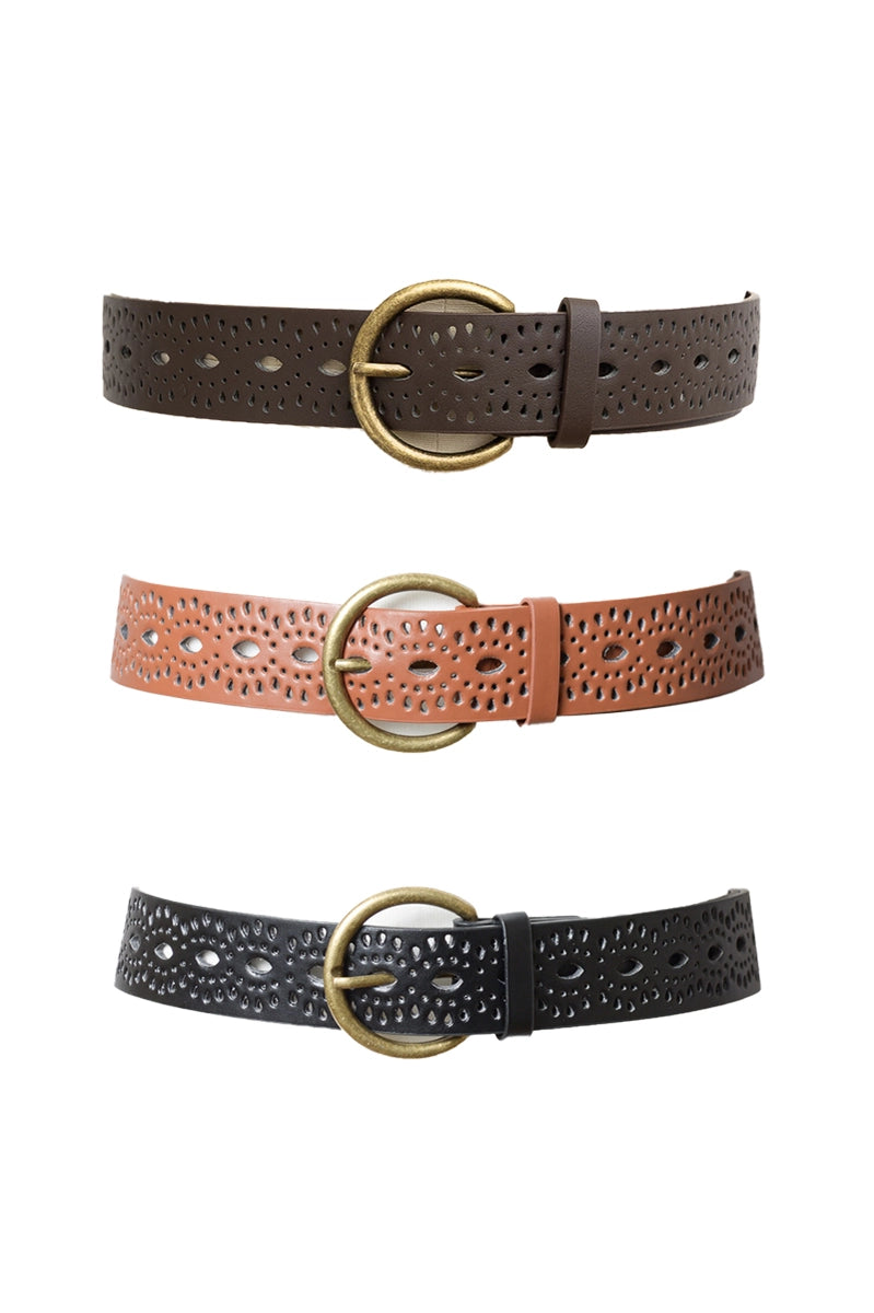Perforated Vegan Leather Belt