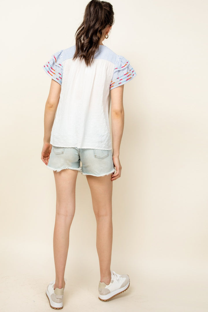 White + Textured Embroidery Top