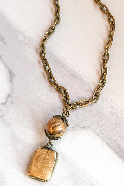 Jasper + Short Bronze Chain Necklace