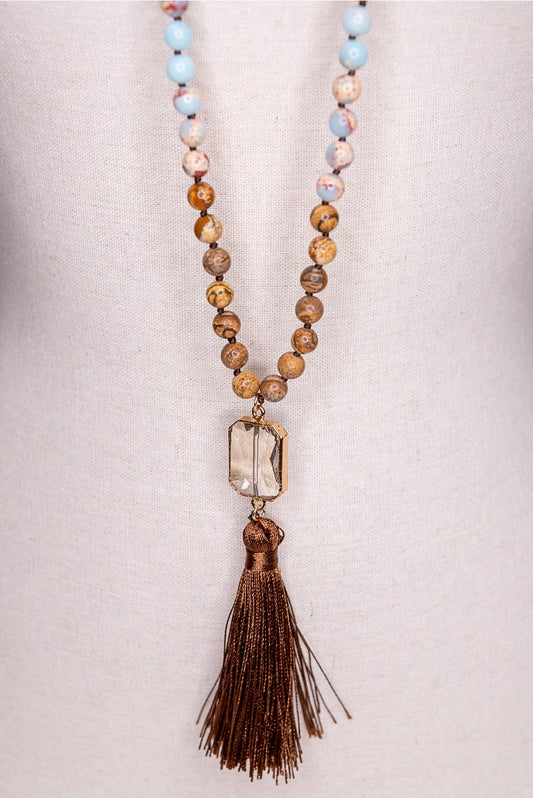 Long Tassel Sandstone Necklace