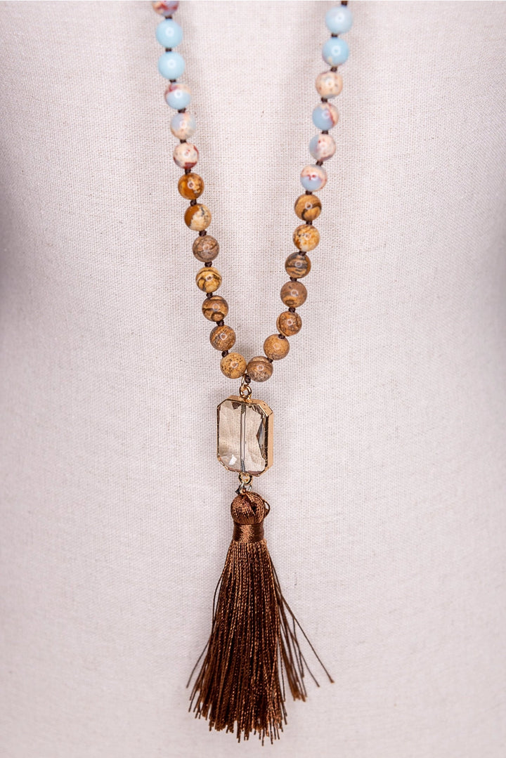 Long Tassel Sandstone Necklace