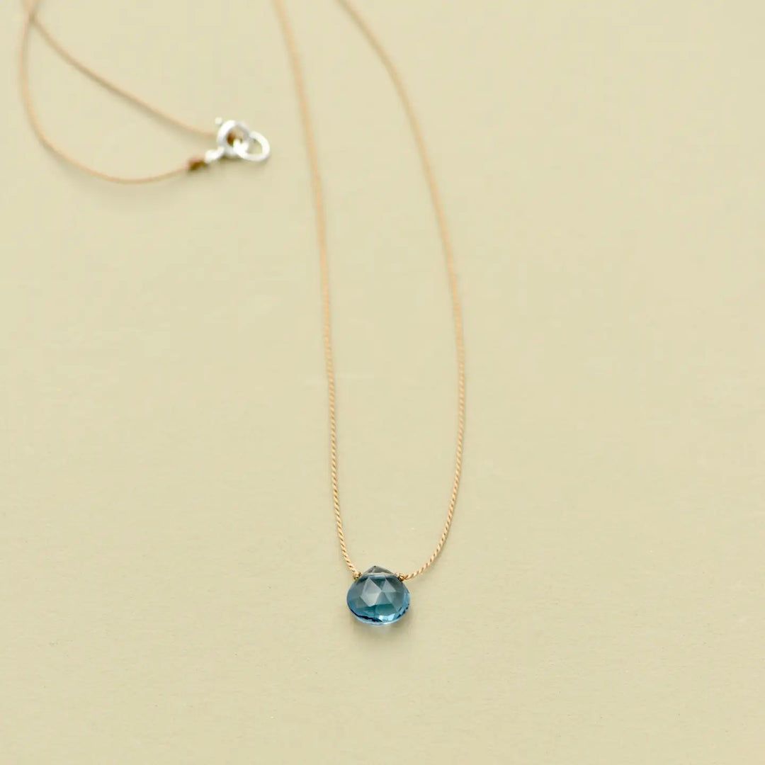 Teardrop Gemstone Necklace On Silk Cord