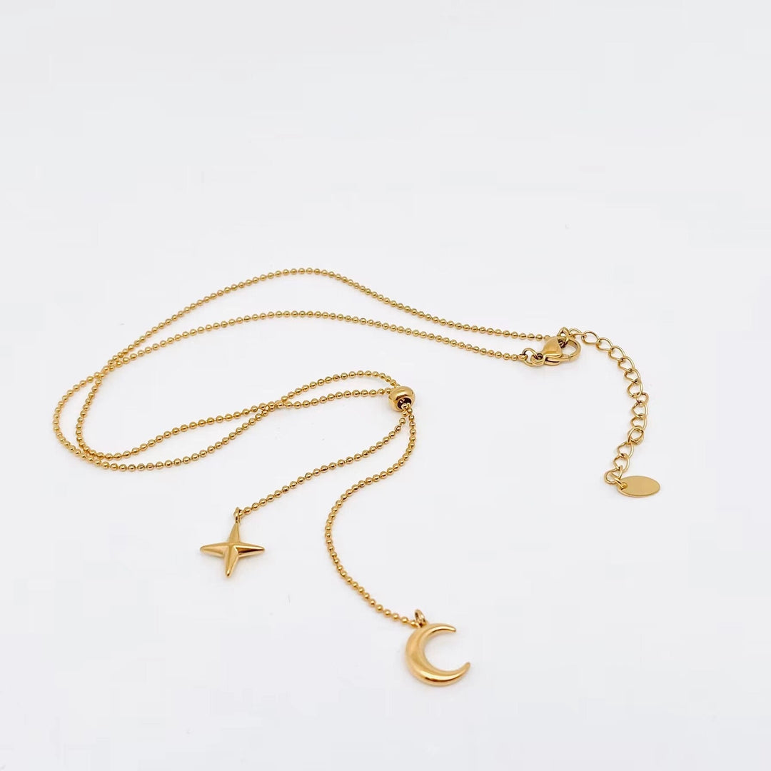 18K Star+ Moon Charm Necklace