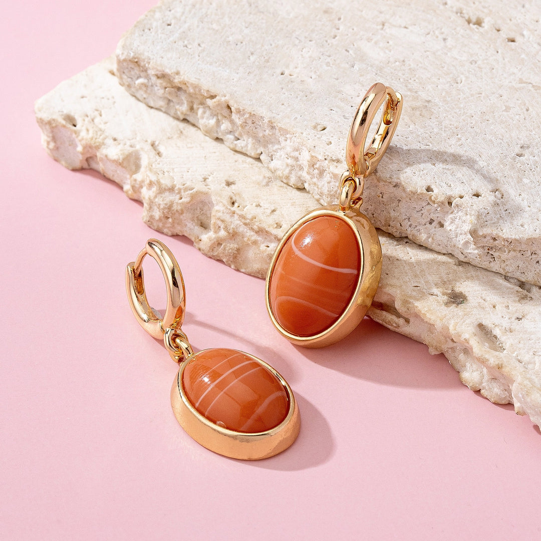 Oval Stone Drop Huggies